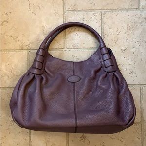 Tod's Purple Leather Hobo Bag